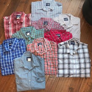 Lot of 10 Men’s Wrangler long sleeve pearl snaps